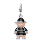 FJC Finejewelers 925 Sterling Silver Amore La Vita Rhodium-pl Enameled Teddy Bear Charm 23 x 13 mm