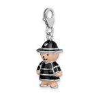 FJC Finejewelers 925 Sterling Silver Amore La Vita Rhodium-pl Enameled Teddy Bear Charm 23 x 13 mm