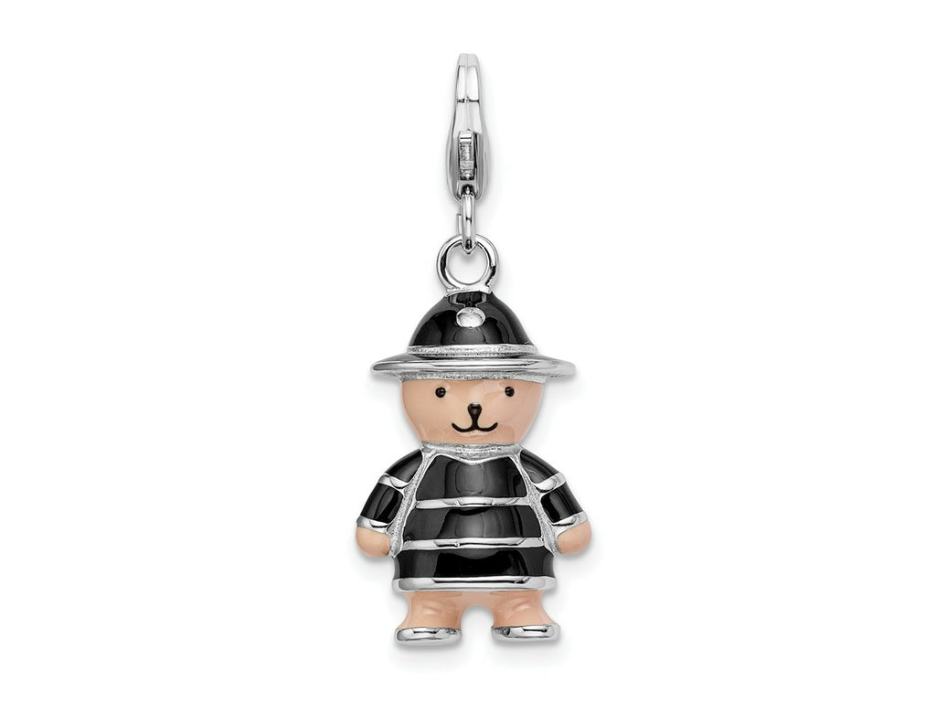 FJC Finejewelers 925 Sterling Silver Amore La Vita Rhodium-pl Enameled Teddy Bear Charm 23 x 13 mm