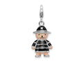 FJC Finejewelers 925 Sterling Silver Amore La Vita Rhodium-pl Enameled Teddy Bear Charm 23 x 13 mm