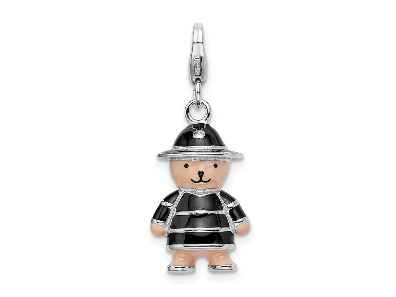 FJC Finejewelers 925 Sterling Silver Amore La Vita Rhodium-pl Enameled Teddy Bear Charm 23 x 13 mm