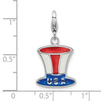 Amore LaVita 925 Sterling Silver Enameled USA Hat Charm 20 x 16 mm