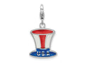 Amore LaVita 925 Sterling Silver Enameled USA Hat Charm 20 x 16 mm