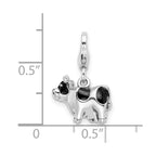 Amore LaVita 925 Sterling Silver Polished Enameled Cow Charm