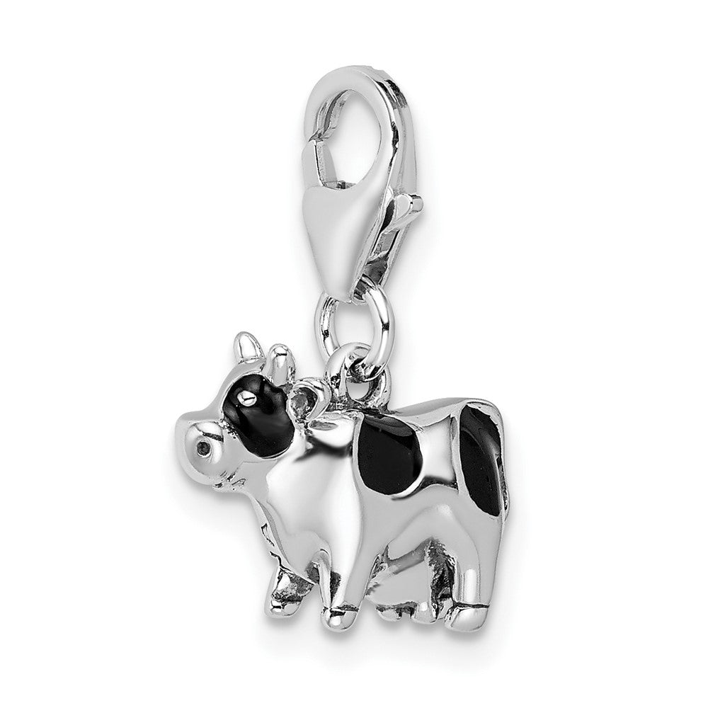 Amore LaVita 925 Sterling Silver Polished Enameled Cow Charm