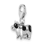 Amore LaVita 925 Sterling Silver Polished Enameled Cow Charm