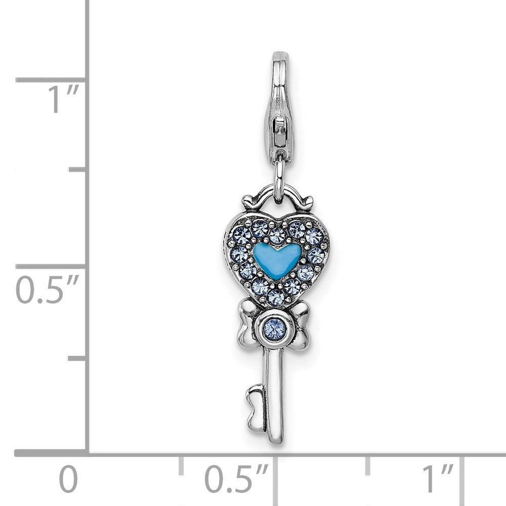 FJC Finejewelers 925 Sterling Silver Amore La Vita Rhod-pl Reversible Heart Key Charm