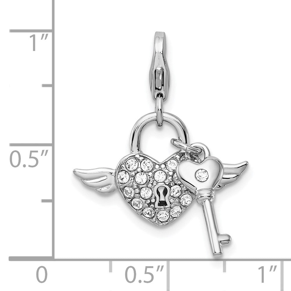 FJC Finejewelers 925 Sterling Silver Amore La Vita Rh-pl Enamel Wing Heart Key Charm