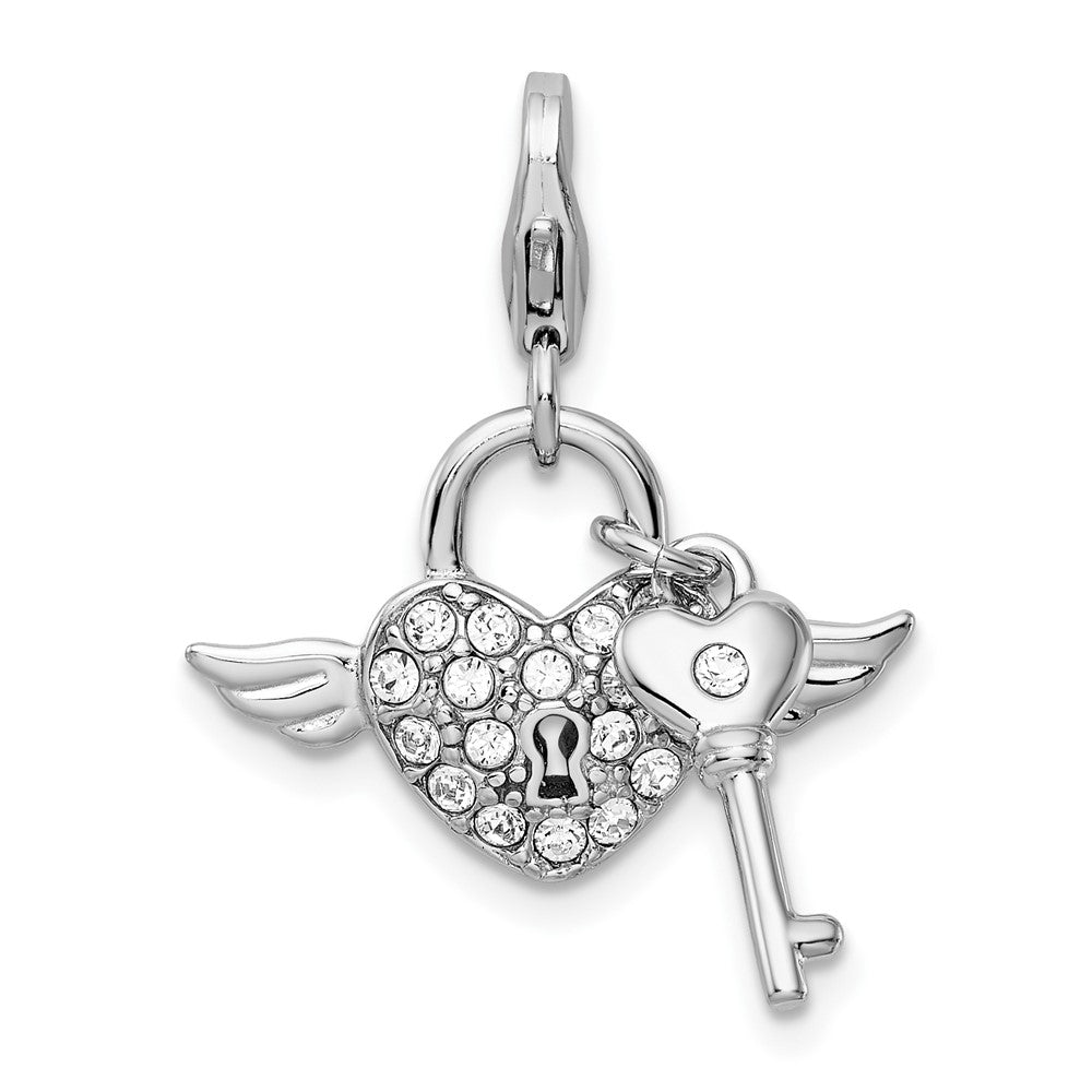 FJC Finejewelers 925 Sterling Silver Amore La Vita Rh-pl Enamel Wing Heart Key Charm
