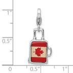 FJC Finejewelers 925 Sterling Silver Amore La Vita Rh-pl Enameled Canadian Flag Suitcase Charm