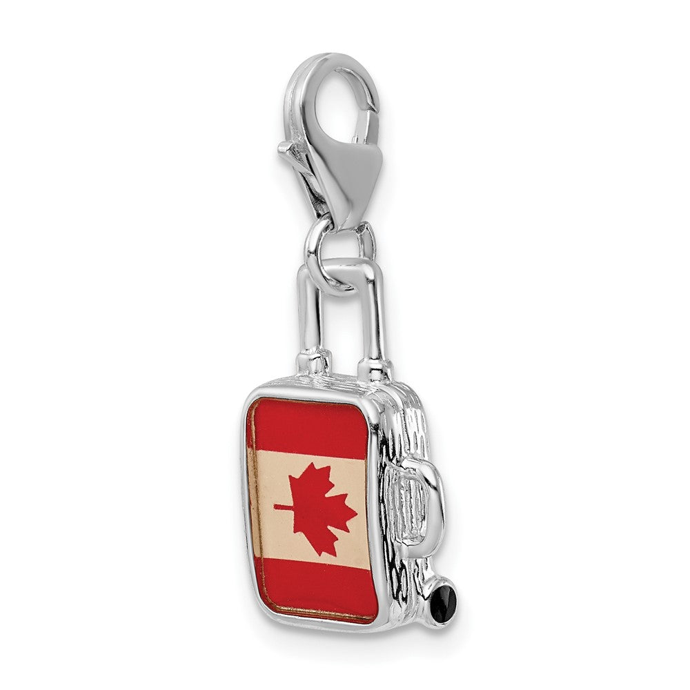 FJC Finejewelers 925 Sterling Silver Amore La Vita Rh-pl Enameled Canadian Flag Suitcase Charm