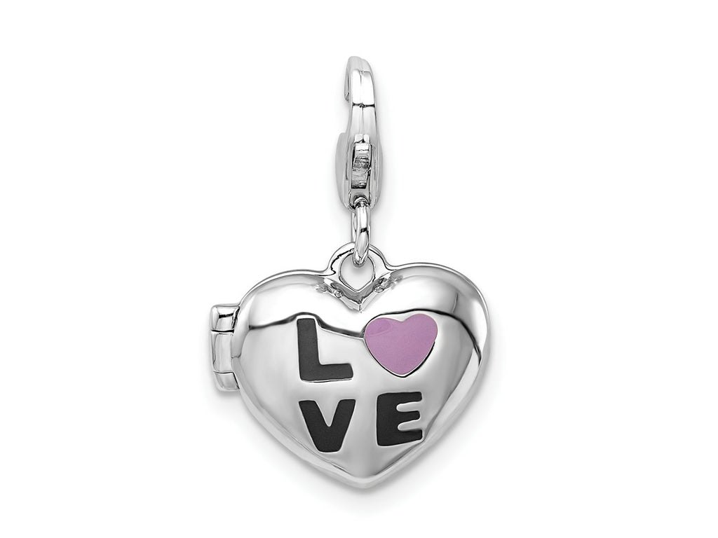 FJC Finejewelers 925 Sterling Silver Amore La Vita Rhod-pl Enameled LOVE Heart Locket Charm 22 x 14 mm