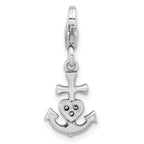 FJC Finejewelers 925 Sterling Silver Amore La Vita Rhod-pl Antiqued CZ Anchor Heart Charm 24 x 9 mm
