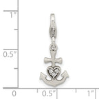 FJC Finejewelers 925 Sterling Silver Amore La Vita Rhod-pl Antiqued CZ Anchor Heart Charm 24 x 9 mm