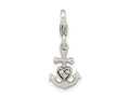 FJC Finejewelers 925 Sterling Silver Amore La Vita Rhod-pl Antiqued CZ Anchor Heart Charm 24 x 9 mm