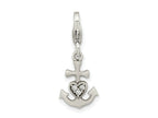 FJC Finejewelers 925 Sterling Silver Amore La Vita Rhod-pl Antiqued CZ Anchor Heart Charm 24 x 9 mm