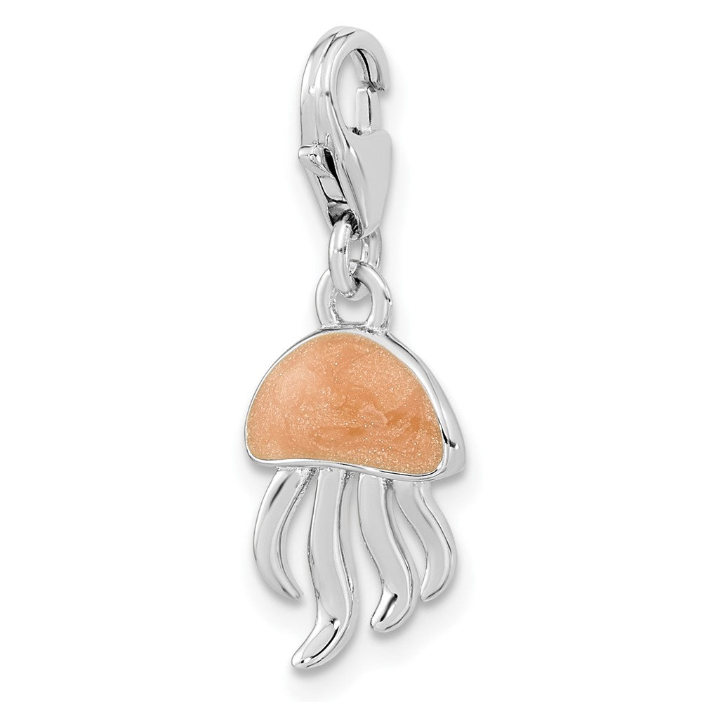 FJC Finejewelers 925 Sterling Silver Amore La Vita Rhod-pl Glitter Enameled 3D Jellyfish Charm 26 x 9 mm
