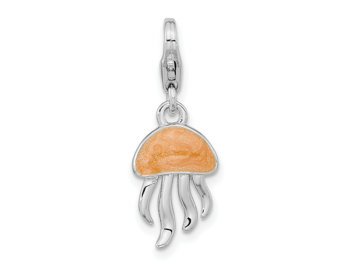 FJC Finejewelers 925 Sterling Silver Amore La Vita Rhod-pl Glitter Enameled 3D Jellyfish Charm 26 x 9 mm