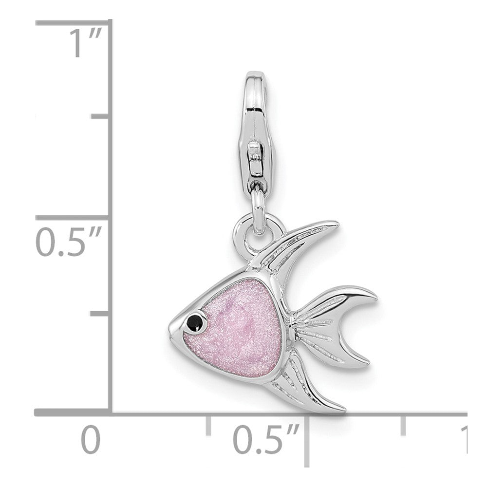 FJC Finejewelers 925 Sterling Silver Amore La Vita Rhodium-pl Enameled 3D Angel Fish Charm 22 x 13 mm