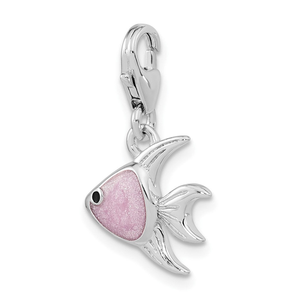 FJC Finejewelers 925 Sterling Silver Amore La Vita Rhodium-pl Enameled 3D Angel Fish Charm 22 x 13 mm