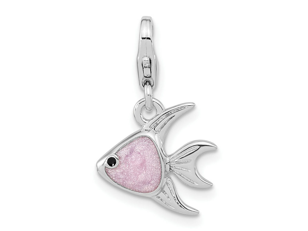 FJC Finejewelers 925 Sterling Silver Amore La Vita Rhodium-pl Enameled 3D Angel Fish Charm 22 x 13 mm