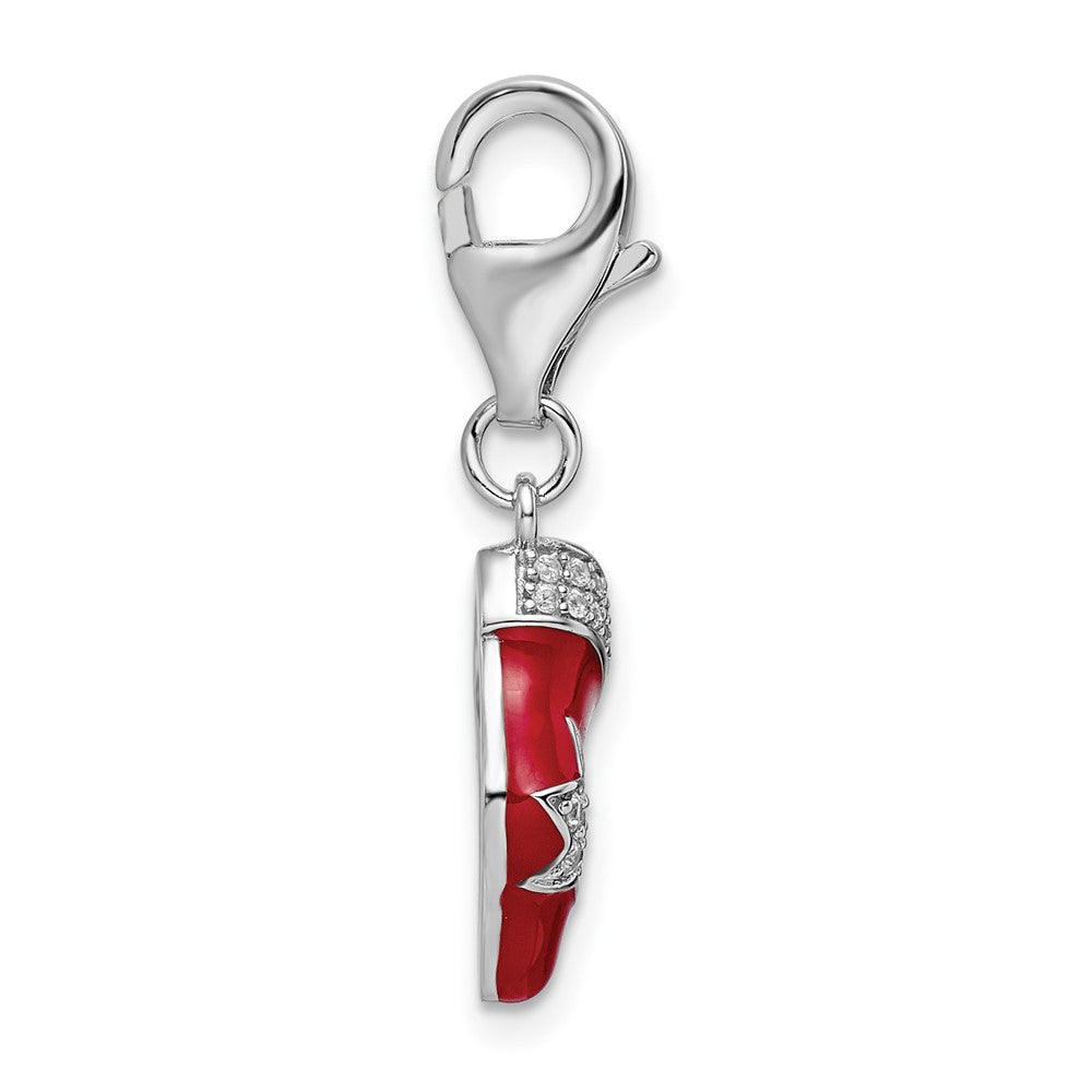 Amore LaVita 925 Sterling Silver CZ Enameled Stocking Charm 20 x 7 mm