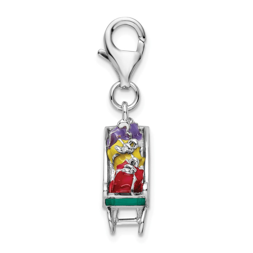 Amore LaVita 925 Sterling Silver Polished Enameled Sled Charm 23 x 16 mm