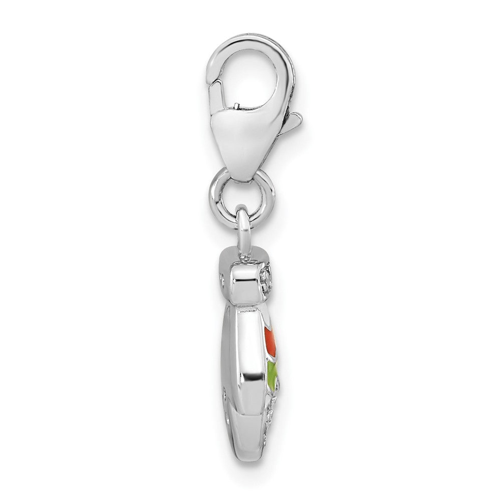 Amore LaVita 925 Sterling Silver Rhodium Plated CZ Enameled Mitten Charm 24 x 7 mm