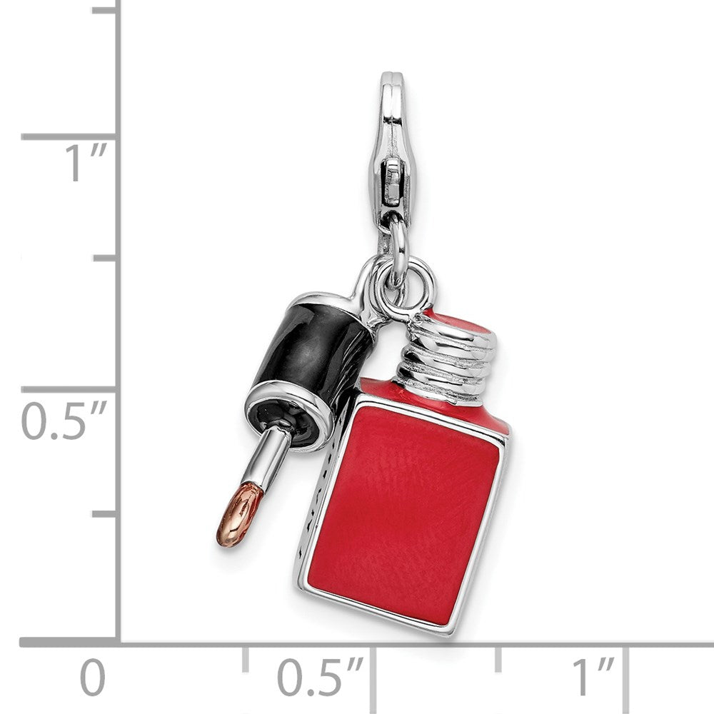 Amore LaVita 925 Sterling Silver Enameled 3-D Fingernail Polish Charm 40 x 14 mm