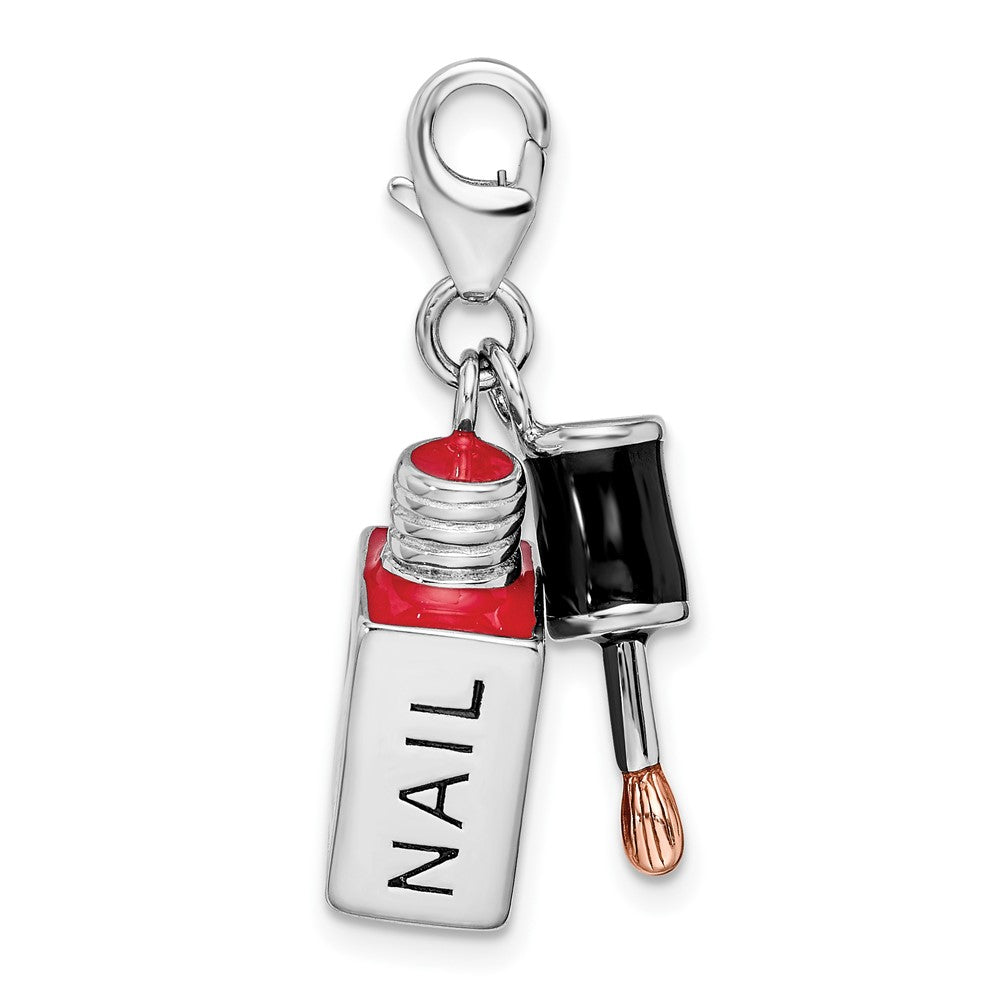 Amore LaVita 925 Sterling Silver Enameled 3-D Fingernail Polish Charm 40 x 14 mm