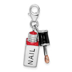 Amore LaVita 925 Sterling Silver Enameled 3-D Fingernail Polish Charm 40 x 14 mm