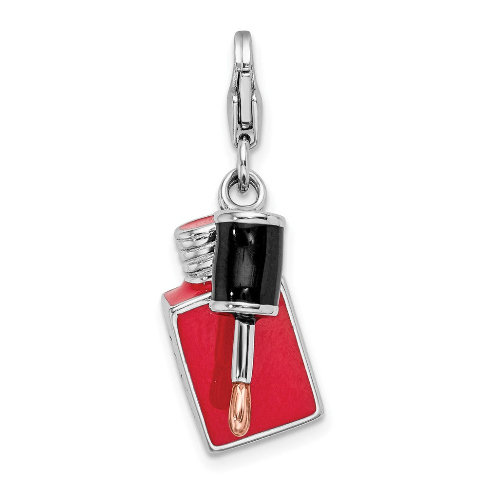 Amore LaVita 925 Sterling Silver Enameled 3-D Fingernail Polish Charm 40 x 14 mm