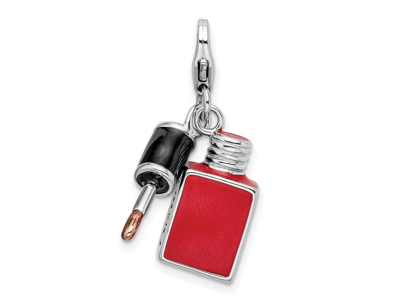 Amore LaVita 925 Sterling Silver Enameled 3-D Fingernail Polish Charm 40 x 14 mm