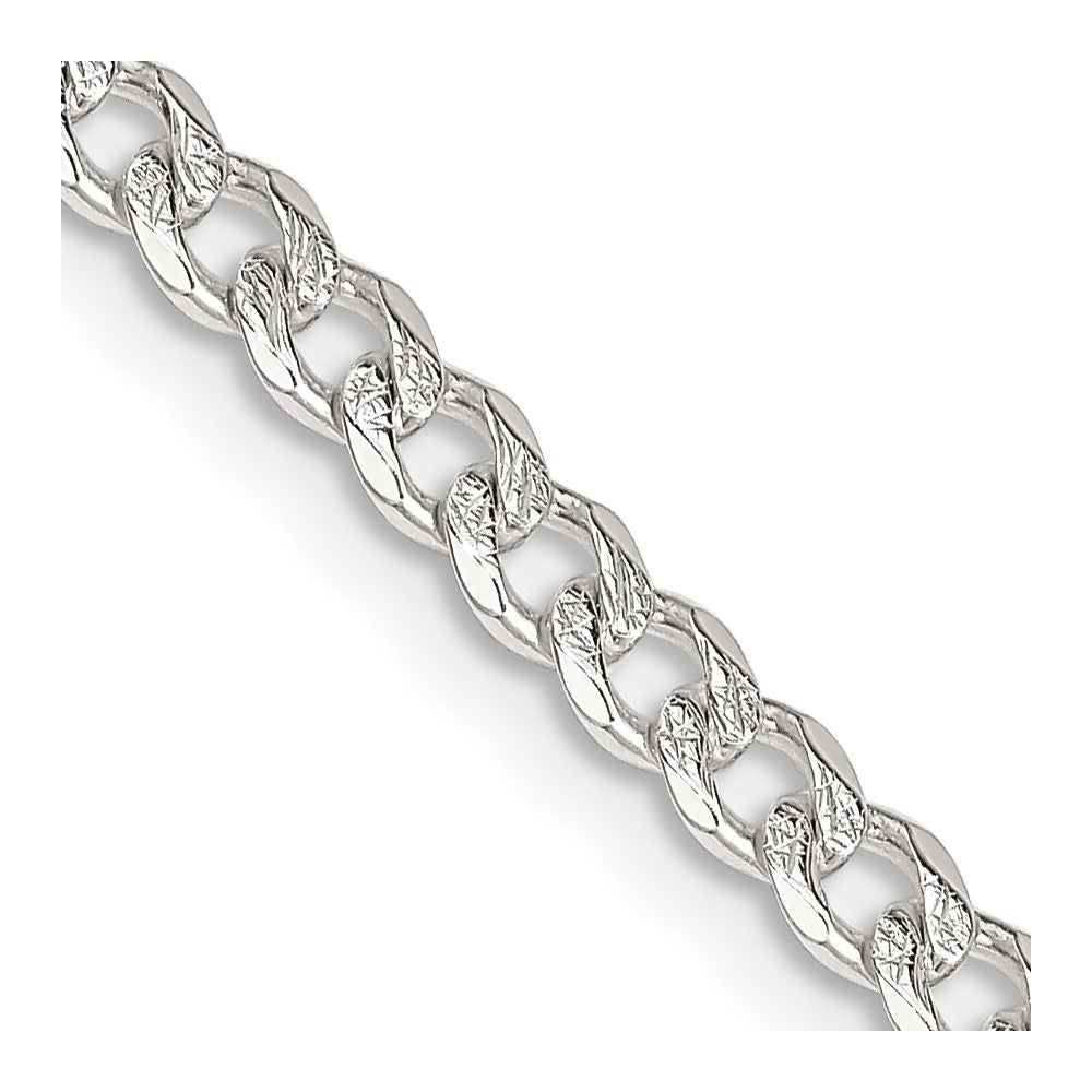 FJC Finejewelers 925 Sterling Silver Pavé Curb Chain 18 Inches x 4 mm