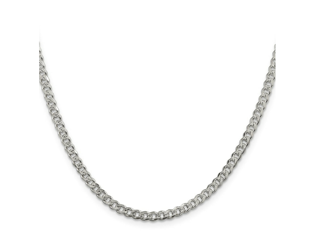 FJC Finejewelers 925 Sterling Silver Pavé Curb Chain 18 Inches x 4 mm