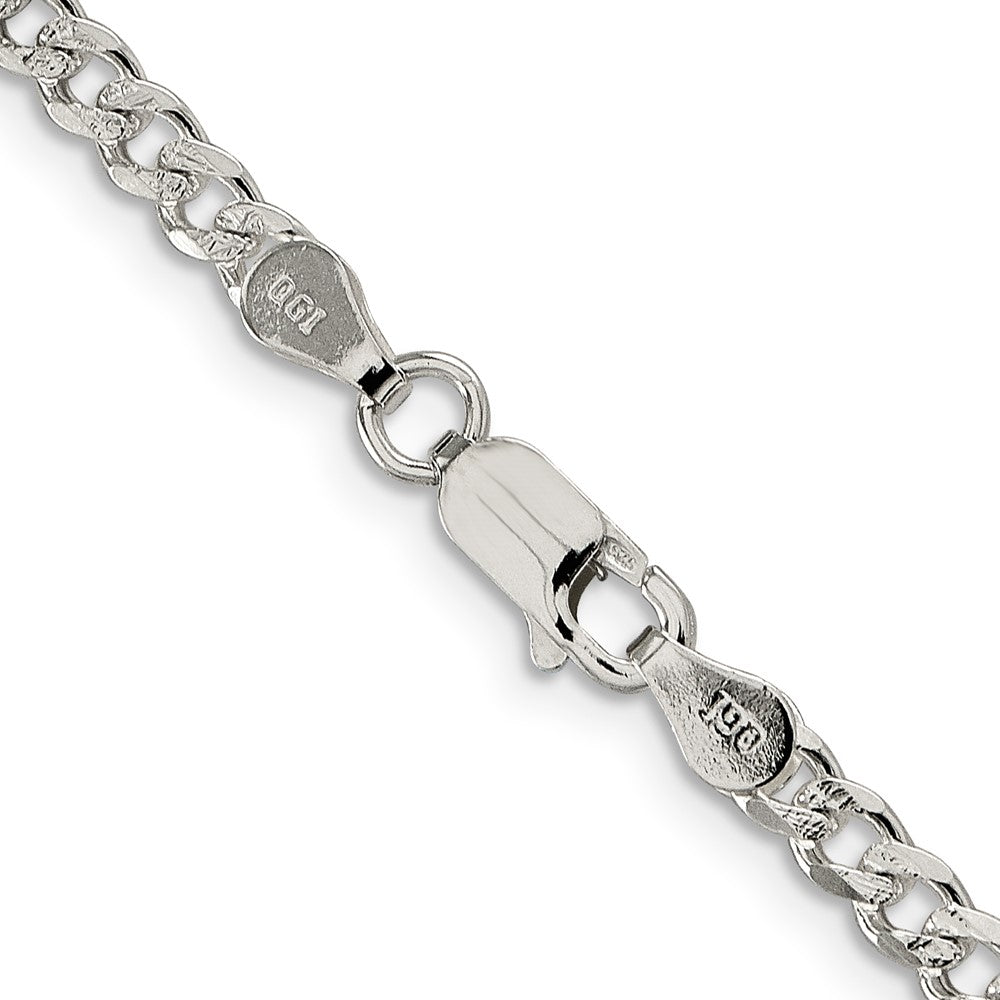 FJC Finejewelers 925 Sterling Silver Pavé Curb Bracelet Chain 7 Inches x 4 mm