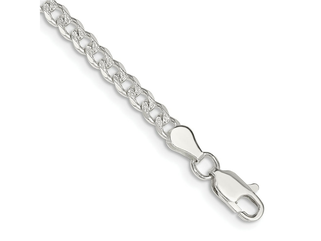 FJC Finejewelers 925 Sterling Silver Pavé Curb Bracelet Chain 8 Inches x 4 mm