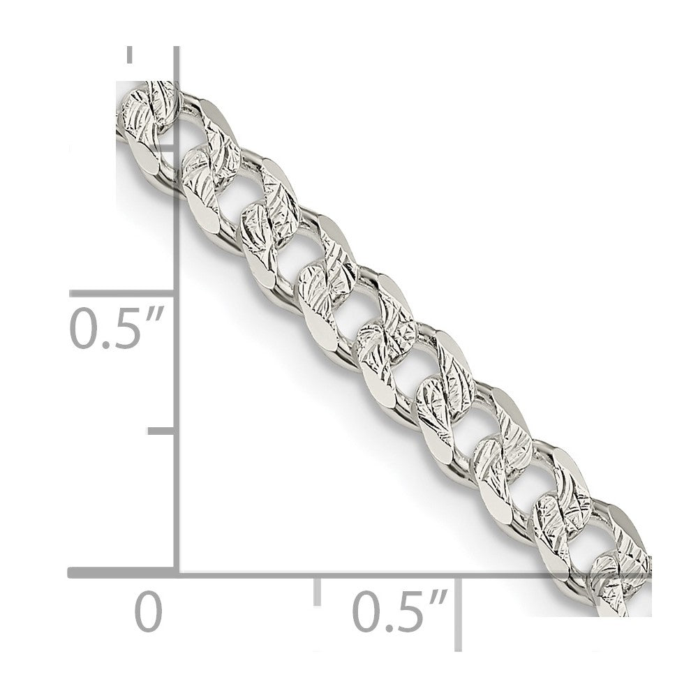 FJC Finejewelers 925 Sterling Silver Pavé Curb Bracelet Chain 7 Inches x 4.5 mm