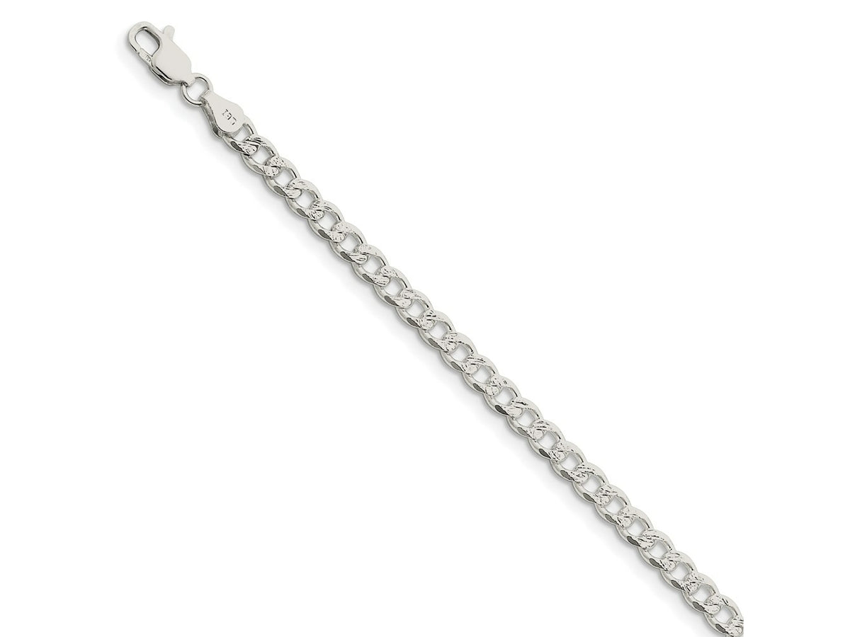 FJC Finejewelers 925 Sterling Silver Pavé Curb Bracelet Chain 7 Inches x 4.5 mm