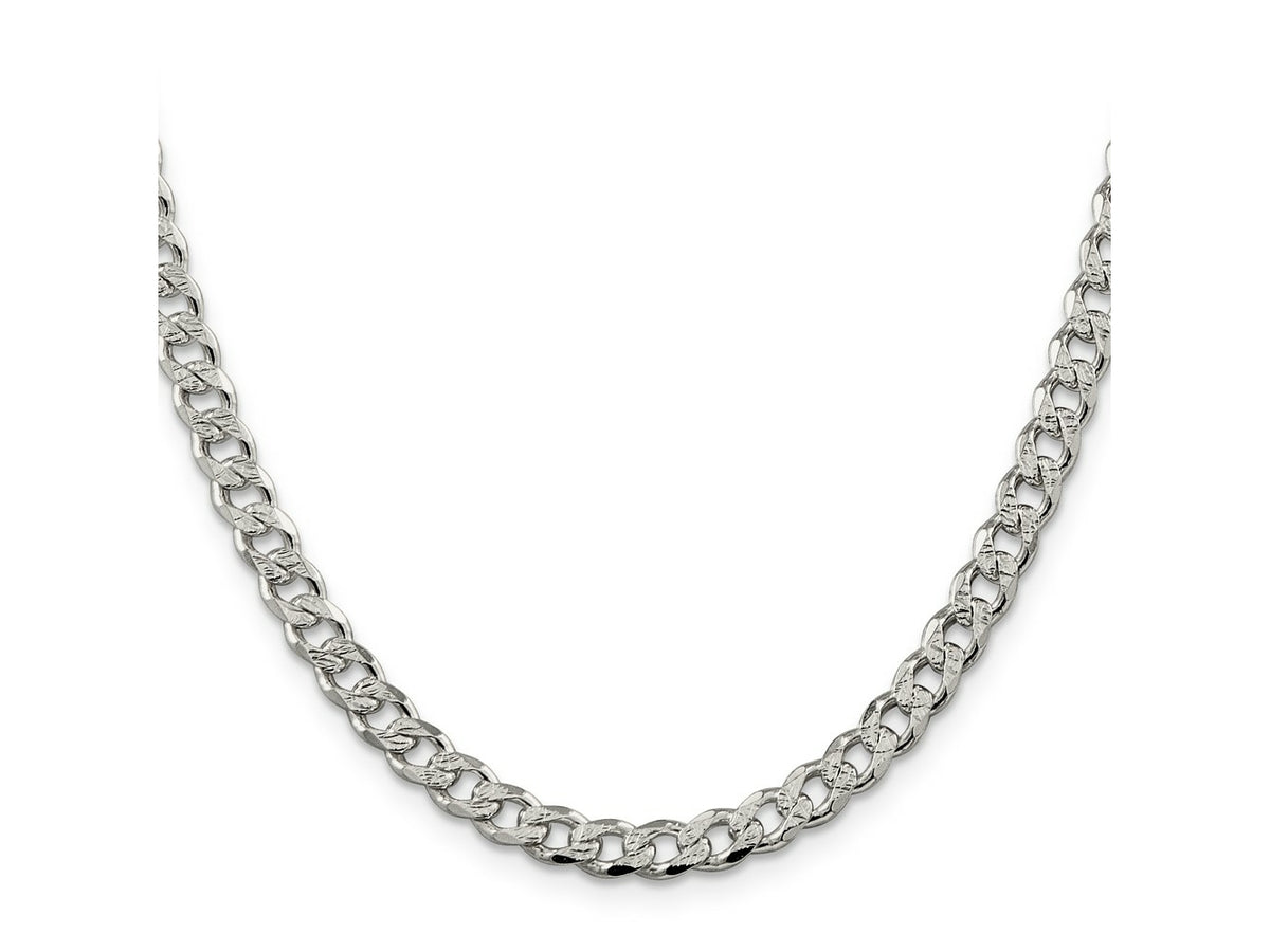 FJC Finejewelers 925 Sterling Silver Pavé Curb Chain 24 Inches x 5.5 mm