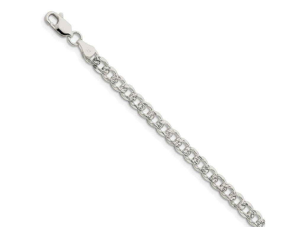 FJC Finejewelers 925 Sterling Silver Pavé Curb Bracelet Chain 7 Inches x 5.5 mm