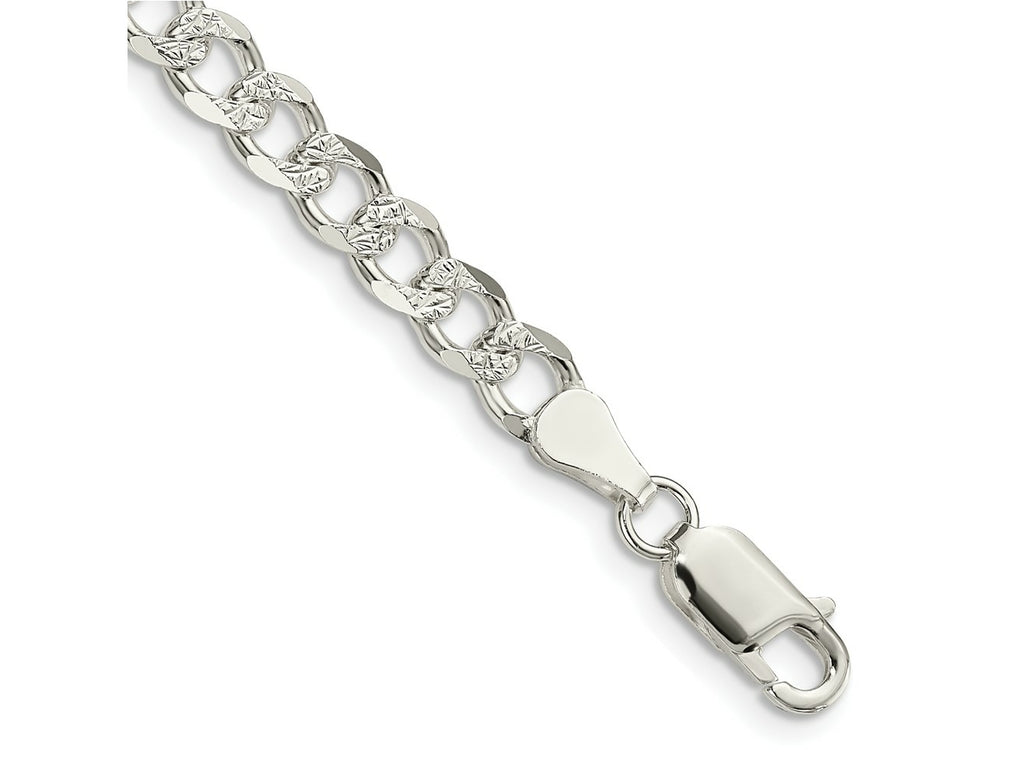 FJC Finejewelers 925 Sterling Silver Pavé Curb Bracelet Chain 8 Inches x 5.5 mm