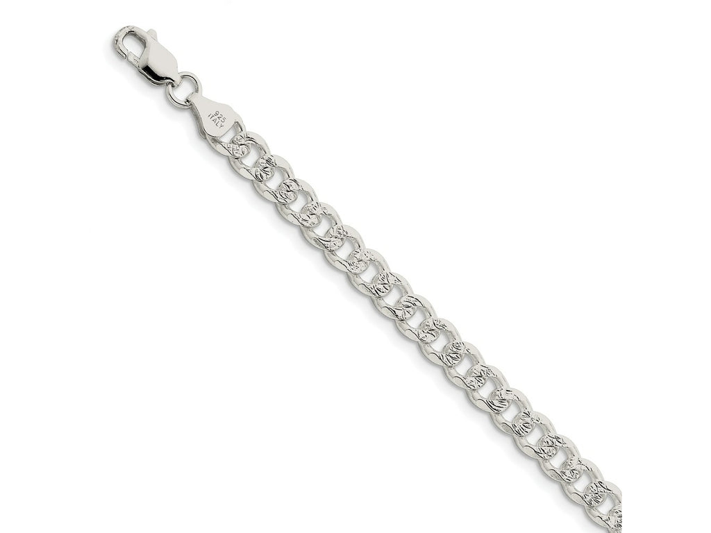 FJC Finejewelers 925 Sterling Silver Pavé Curb Bracelet Chain 7 Inches x 7 mm