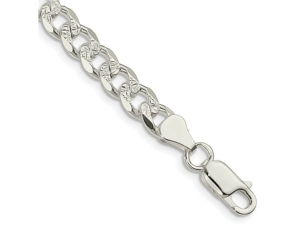 FJC Finejewelers 925 Sterling Silver Pavé Curb Bracelet Chain 8 Inches x 7 mm
