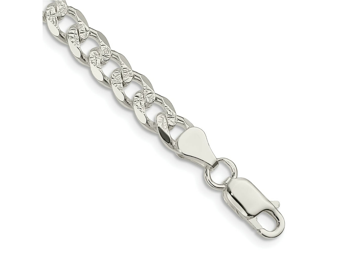 FJC Finejewelers 925 Sterling Silver Pavé Curb Bracelet Chain 8 Inches x 7 mm