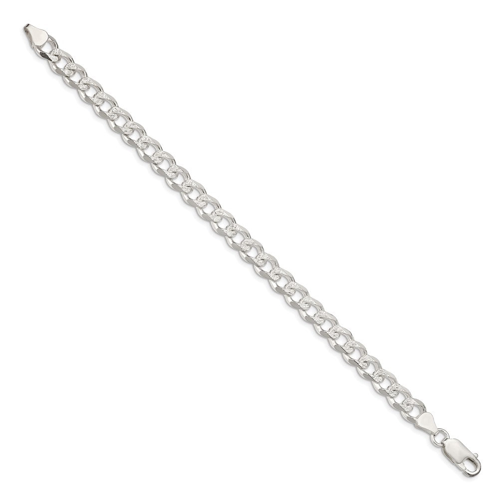 FJC Finejewelers 925 Sterling Silver Pavé Curb Bracelet Chain 8 Inches x 7.5 mm