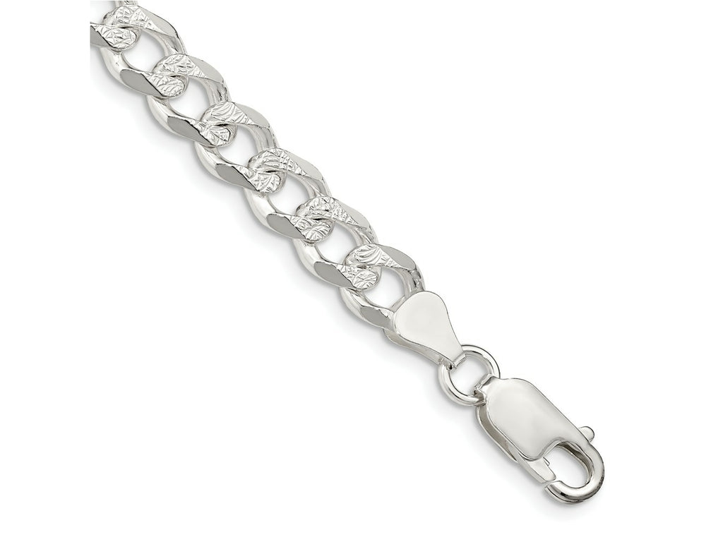 FJC Finejewelers 925 Sterling Silver Pavé Curb Bracelet Chain 8 Inches x 7.5 mm