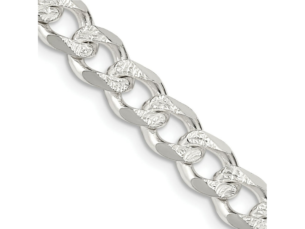 FJC Finejewelers 925 Sterling Silver Pave Curb Bracelet Chain 9 Inches x 7.5 mm