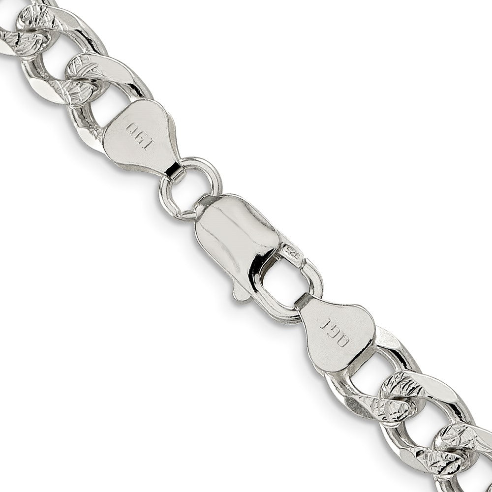 FJC Finejewelers 925 Sterling Silver Pavé Curb Chain 20 Inches x 8 mm