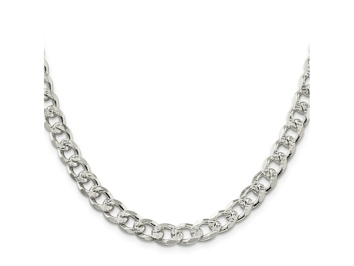 FJC Finejewelers 925 Sterling Silver Pavé Curb Chain 20 Inches x 8 mm